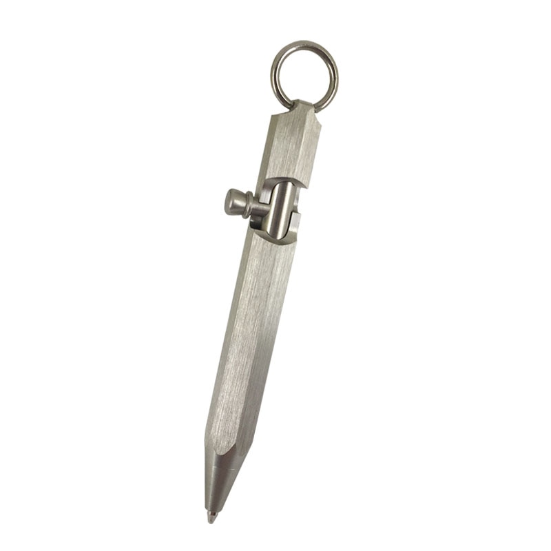 ACMECN – Mini stylo à bille Hexagonal en acier inoxydable, avec porte-clés, mignon, court 39g, de noël, Mini stylo 1736S