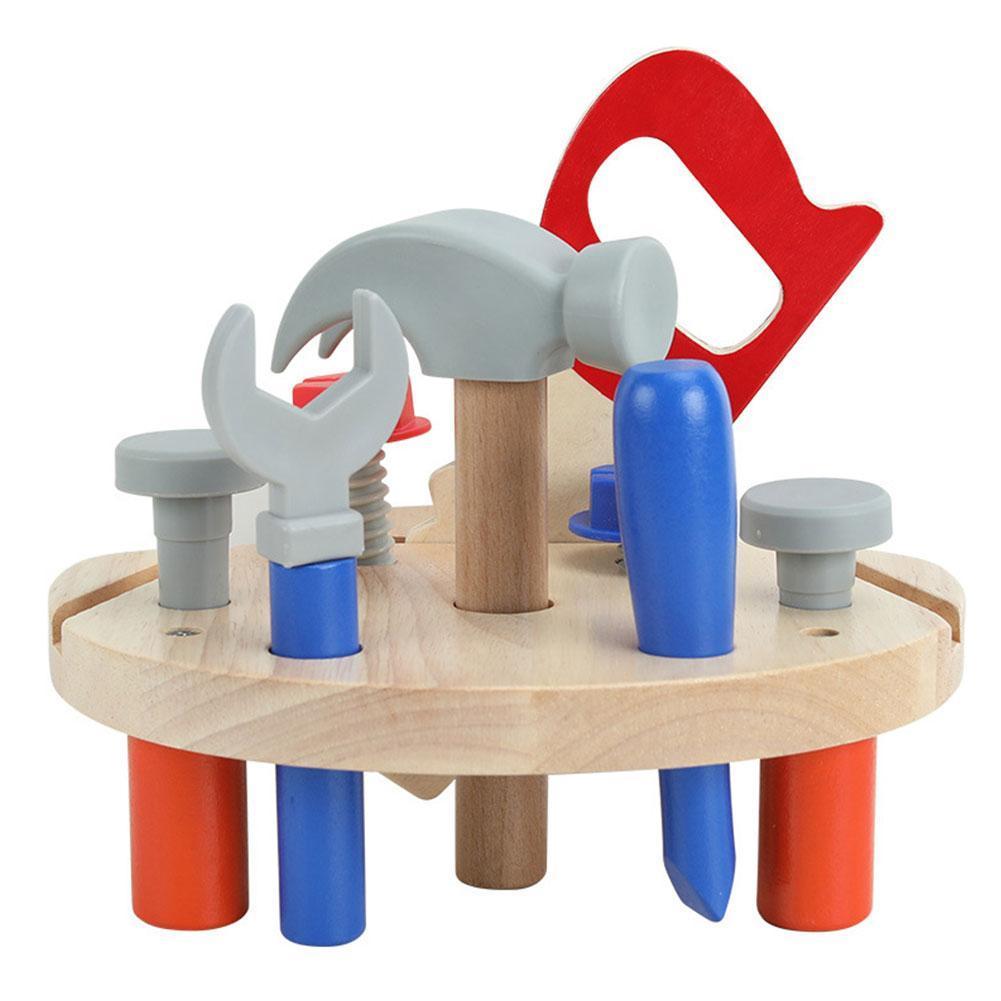 Banco de herramientas de madera de simulación para niños, caja de herramientas grande, combinación de tuercas de tornillo, herramienta de desmontaje DIY, juguete de mantenimiento de mesa