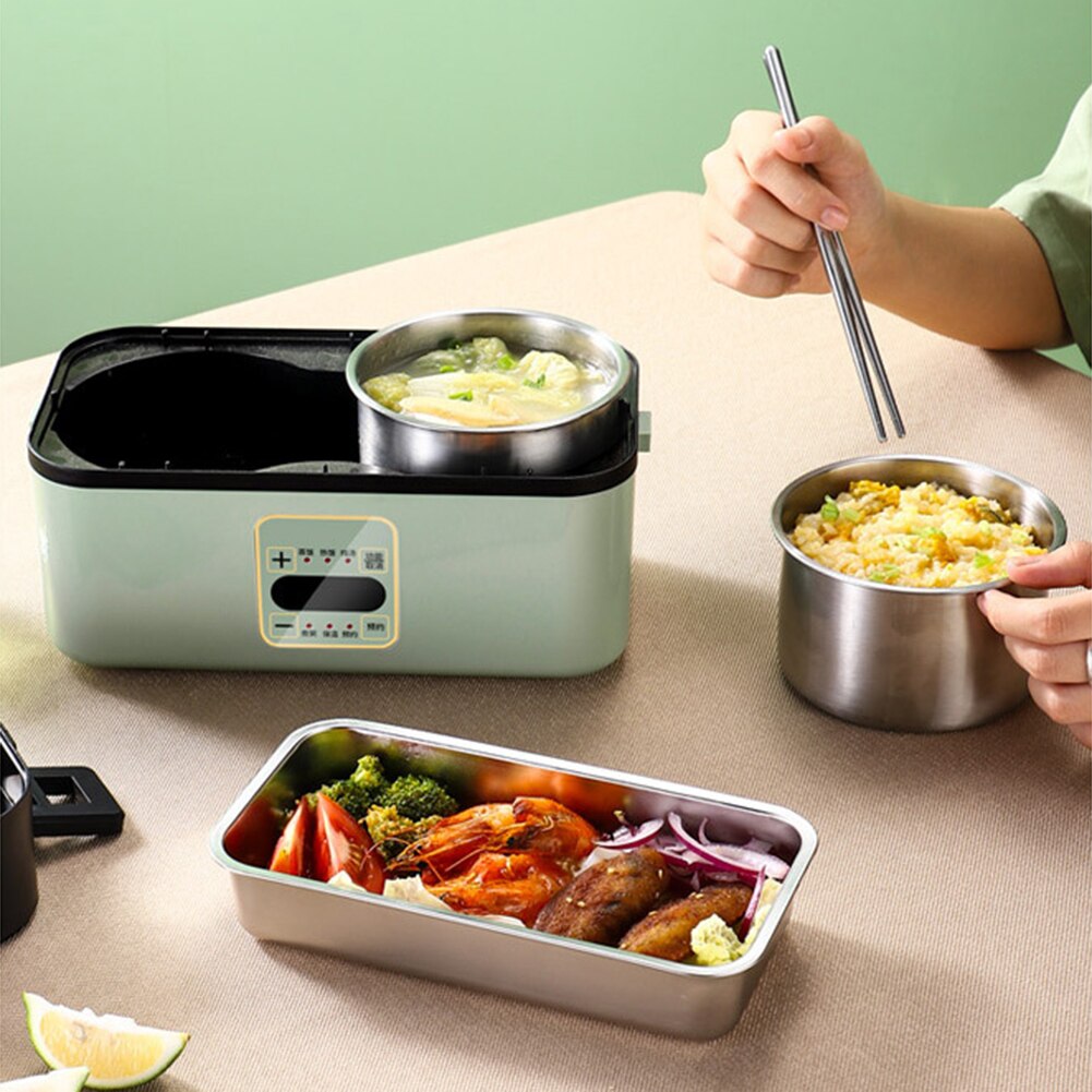 Stainless Steel Heating Lunch Box Multifunctional Electric Microwave Heating Food Storage Container for Student Office Worker