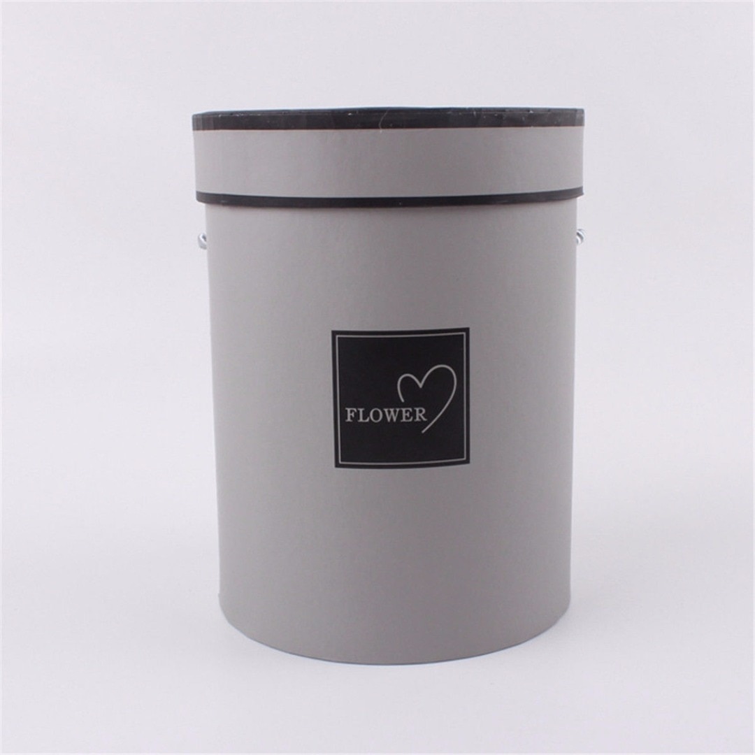 1Pc Handheld Round Flower Bouquet Boxes Living Vases Florist Box Flower Plant Boxes D14*H18CM: Grey