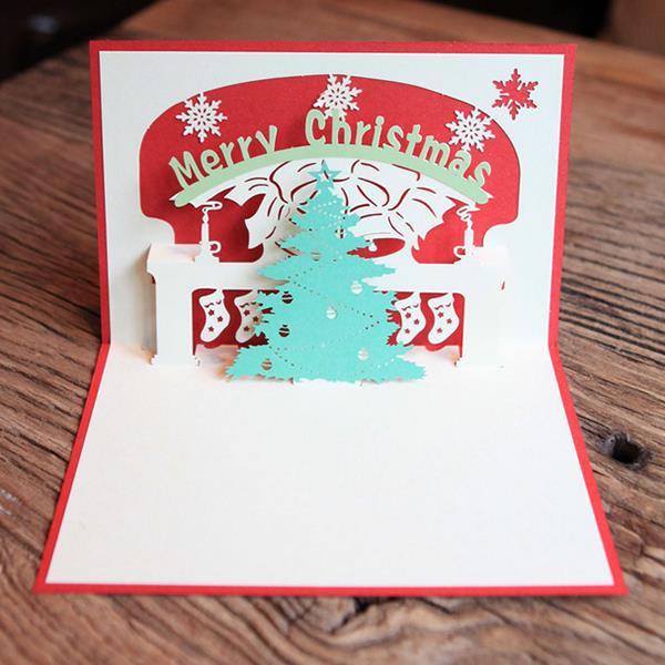 Paper 3D Pop Up Greeting Cards Merry Christmas Xmas Tree Children Kids