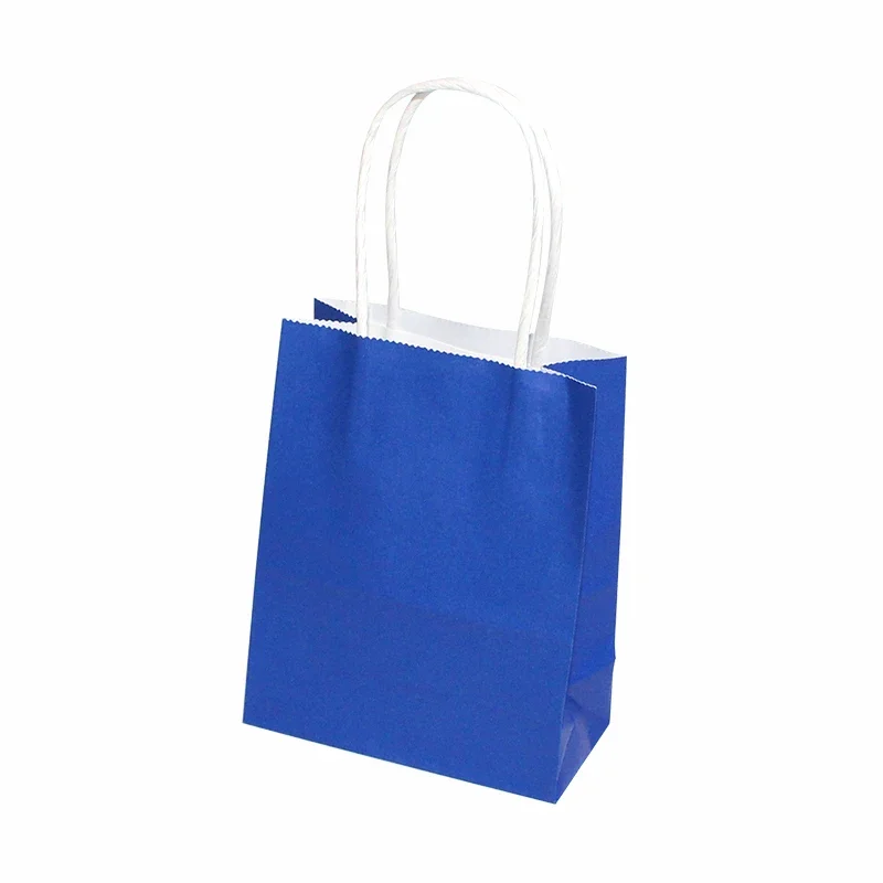 6/12pcs Mini Small Kraft Paper Bag with Handles Festival Bag Candy Shopping Bags