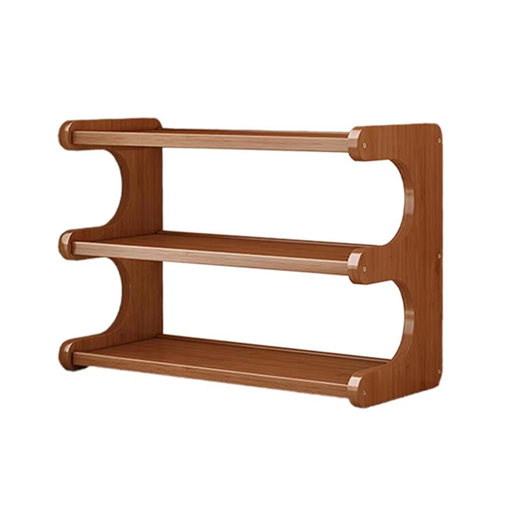 2/3 Tiers Desktop Storage Rack Space-saving Easy-to-assemble Wood Tabletop Stand Compact Multi-functional Desk Bookshelf: green