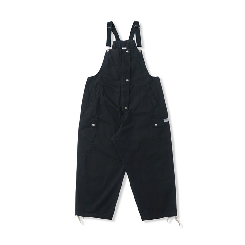 Estilo Safari. Mono de Babero con bolsillos para hombre, ropa de calle, monos holgados, pantalones de trabajo con pechera de pierna ancha de Color sólido