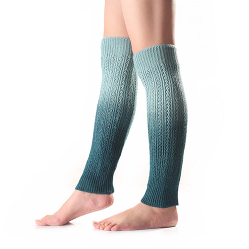 Ladies Winter Cashmere Knitted Leg Warmers Boot Cuffs Trim Toppers Gradient colour Leg Warmers ST024: Blue