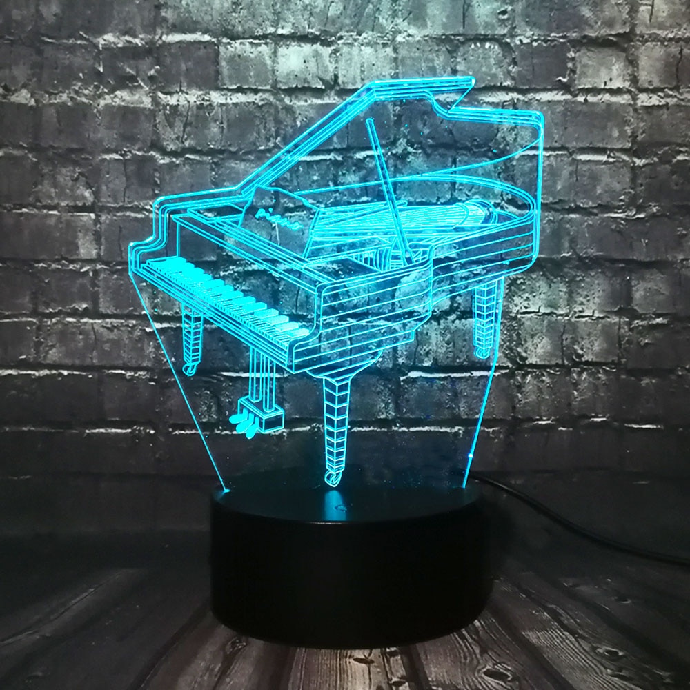 Muziek Instrument Retro Piano 3D USB LED Lamp 7 Kleuren Lamp Muzikant Kind Slaapkamer Decoratie Night Lights RGB lava