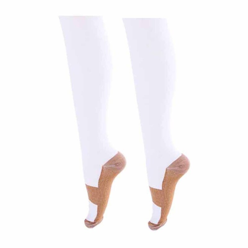 draussen unisex Kupfer Faser Strümpfe Baumwolle Socke Kompression Druck Sport Läuft Fitness Absorbieren Schweiß Socken Sport: Weiß(L.XL Größe)