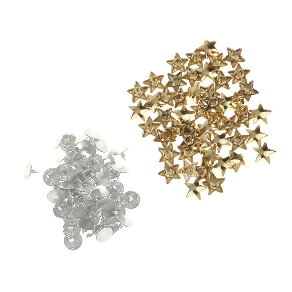 50 Sets Star Metal Rivet Leathercraft DIY Studs Spots Spikes For Bag Clothing