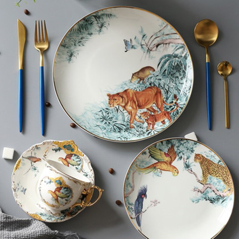 Fangqi – vaisselle en céramique en forme de forêt tropicale, squelette chinois, assiette à fruits, décoration en porcelaine pour la maison,