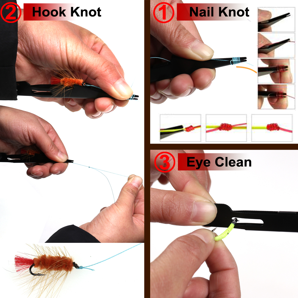 Pro Fast Tie Fishing Smart Quick Knot Tool Nail Knotter Tying Line Cutter Clipper Nipper w/ Zinger Retractor Tackle Fishing Tool