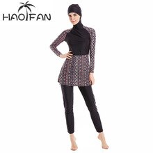 HAOFAN-traje de baño musulmán para mujer, bañador modesto de Hijab, burkini de talla grande, traje de baño de cobertura completa para playa 6XL