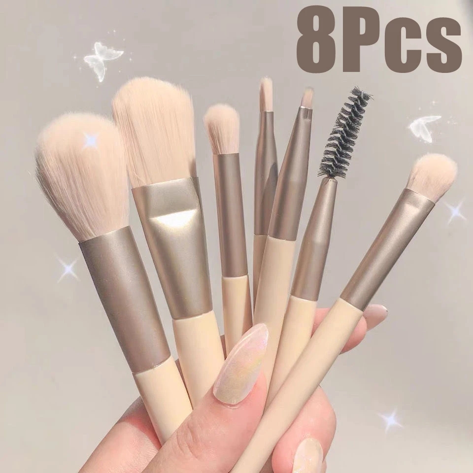 Juego de 8 Uds de brochas de maquillaje, brocha correctora de maquillaje, colorete, brocha para polvos sueltos, sombra de ojos, resaltador, brocha para base, herramientas de belleza