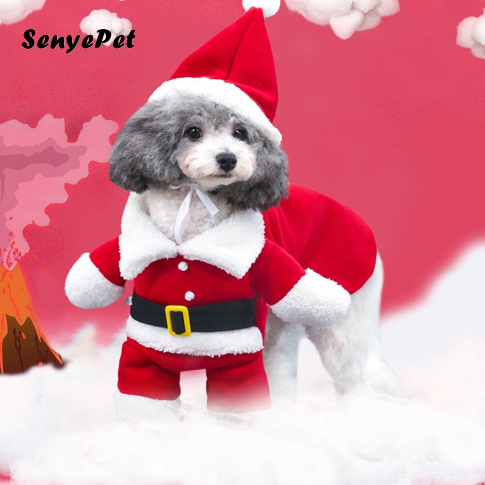 Jul kæledyr hund kat tøj sjov julemanden kostume til hunde katte vinter varm hund tøj chihuahua mops yorkshire tøj