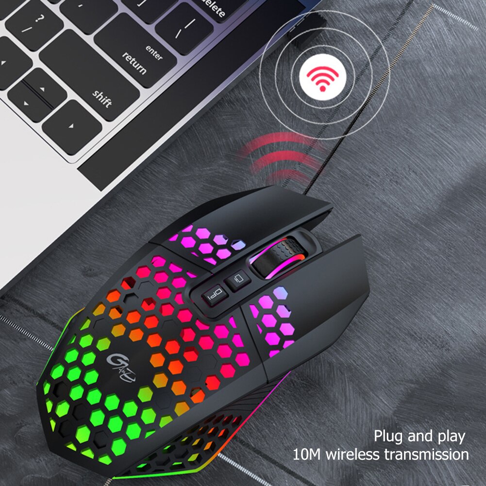 White black wireless mouse rechargeable honeycomb hollow RGB luminous desktop computer notebook game mouse