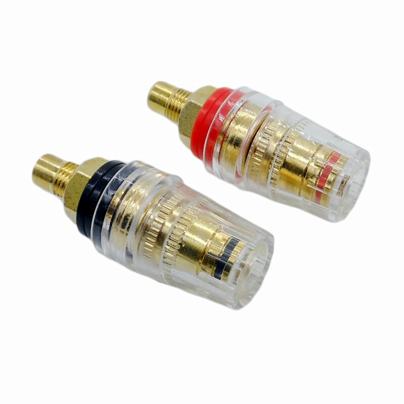 2pcs M8 gold-plated copper banana connector 4mm threaded medium amplifier speaker spade terminal binding post banana plug socket