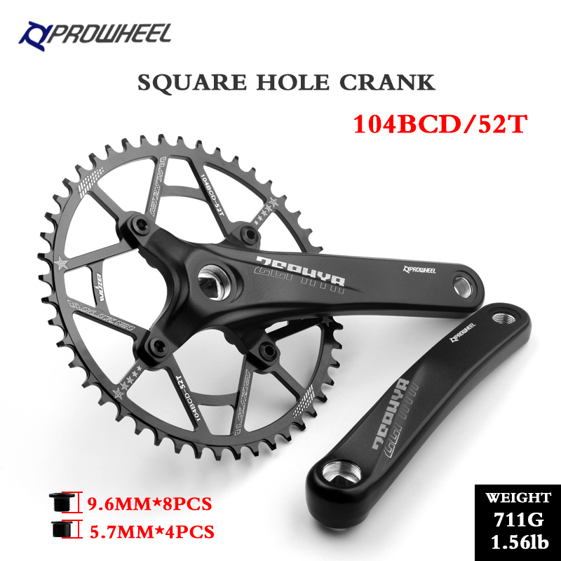 Prowheel 170/175mm manivelle 32-52T plaque pédalier vélo manivelle VTT roue à chaîne pignon trou carré 104BCD accessoires