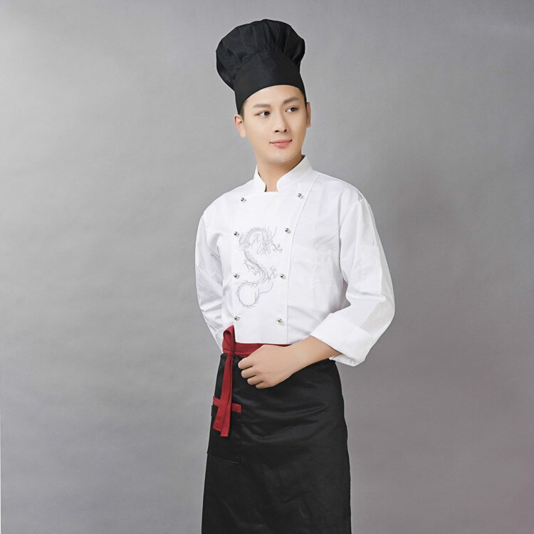 3 Pcs Hotel Chef Uniform with Apron Hat Male Resta... – Vicedeal