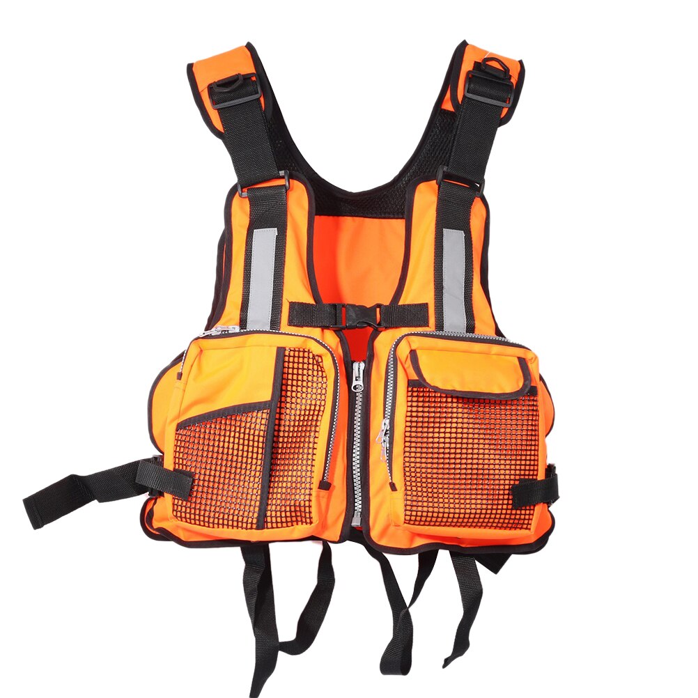 Chaleco salvavidas ajustable para adultos, salvavidas seguro para navegar, Kayak, canoa, pesca con mosca, ayuda acuática, con múltiples bolsillos: orange
