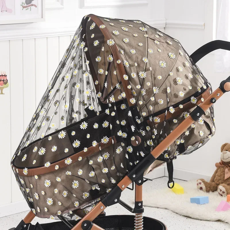 Baby Winkelwagen Zonnescherm Klamboe Universele Kinderwagen Net Buggys Insect Fly Net Bescherming Cover voor Kinderwagen Kinderwagen: Ivoor