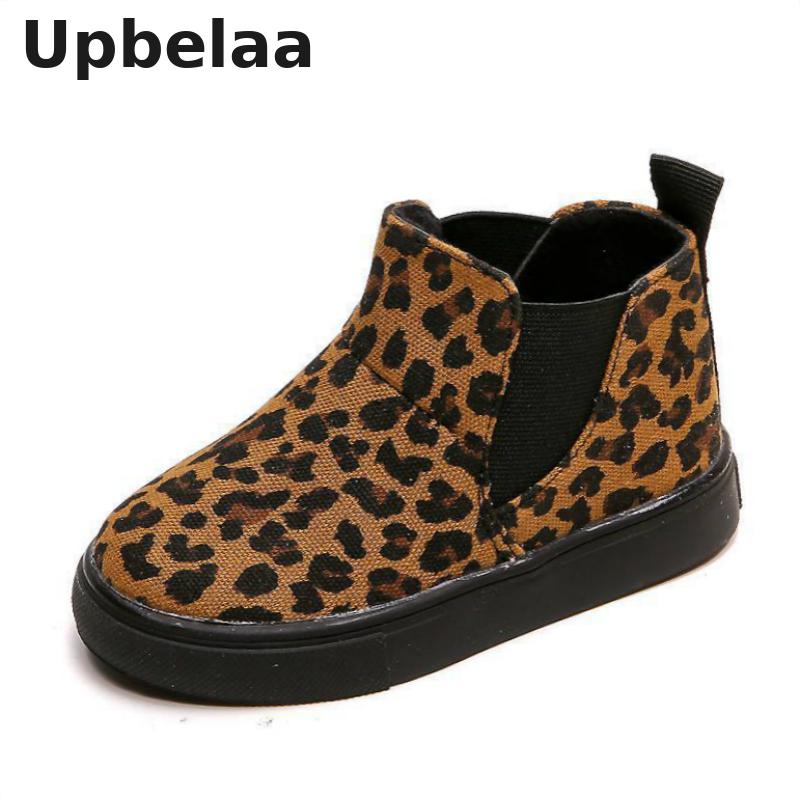 Winter kinderlaarzen jongens enkellaarsjes luipaard canvas leer kinder casual schoenen peuter baby meisjes sneeuwlaarzen pluche