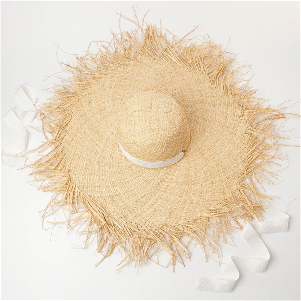 Cinta de bandas de rafia sombreros para las mujeres y los niños de cúpula de gorro de playa Aire Libre de verano de sombra sol sombrero padre-hijo