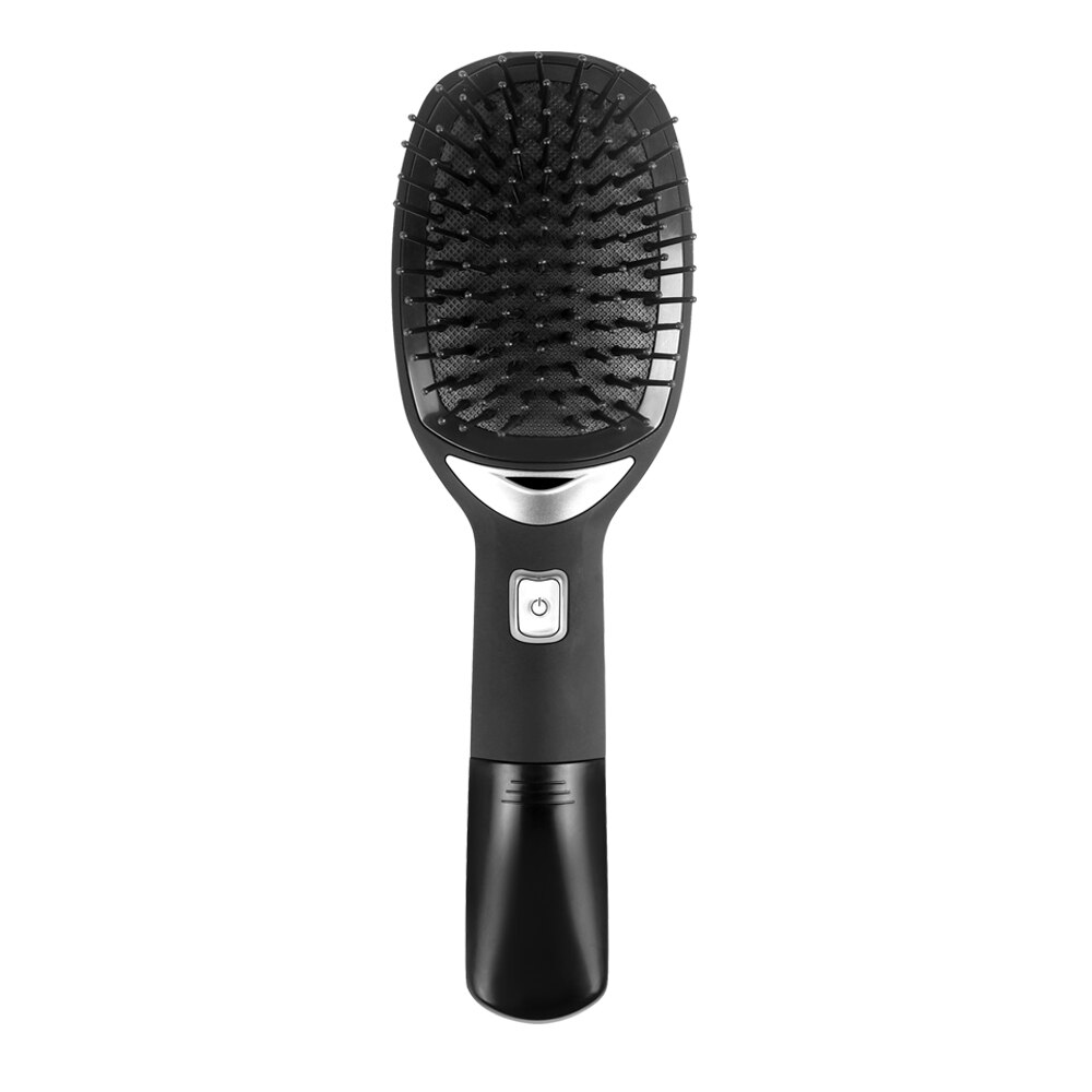 2.0 Ionic Electric Hairbrush Portable Ionic Hair Comb Strong Negative Ion Release Straighting Hair Anti-static Magic Hair Brush: black with handle
