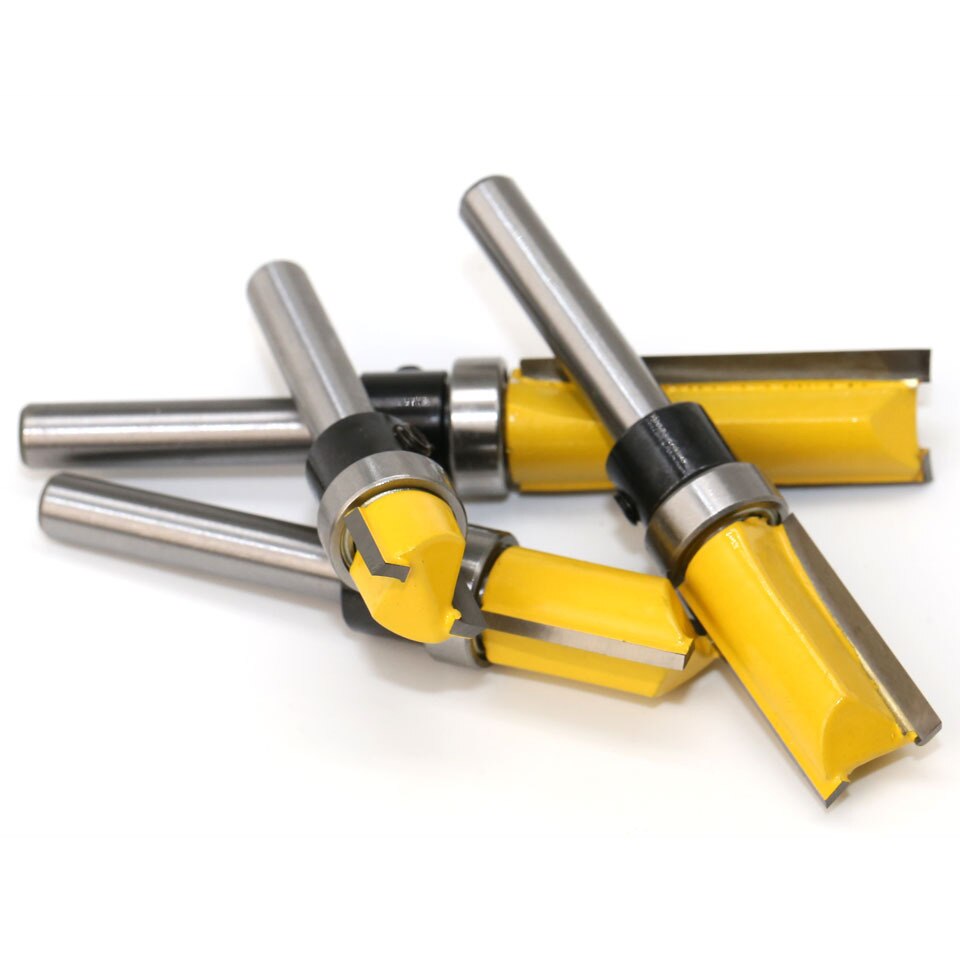 1 stk 6/8mm skaft mal listverk hengsel freser bit rett endefres trimmer rengjøringe spyle listverk tappe trebearbeidingsverktøy