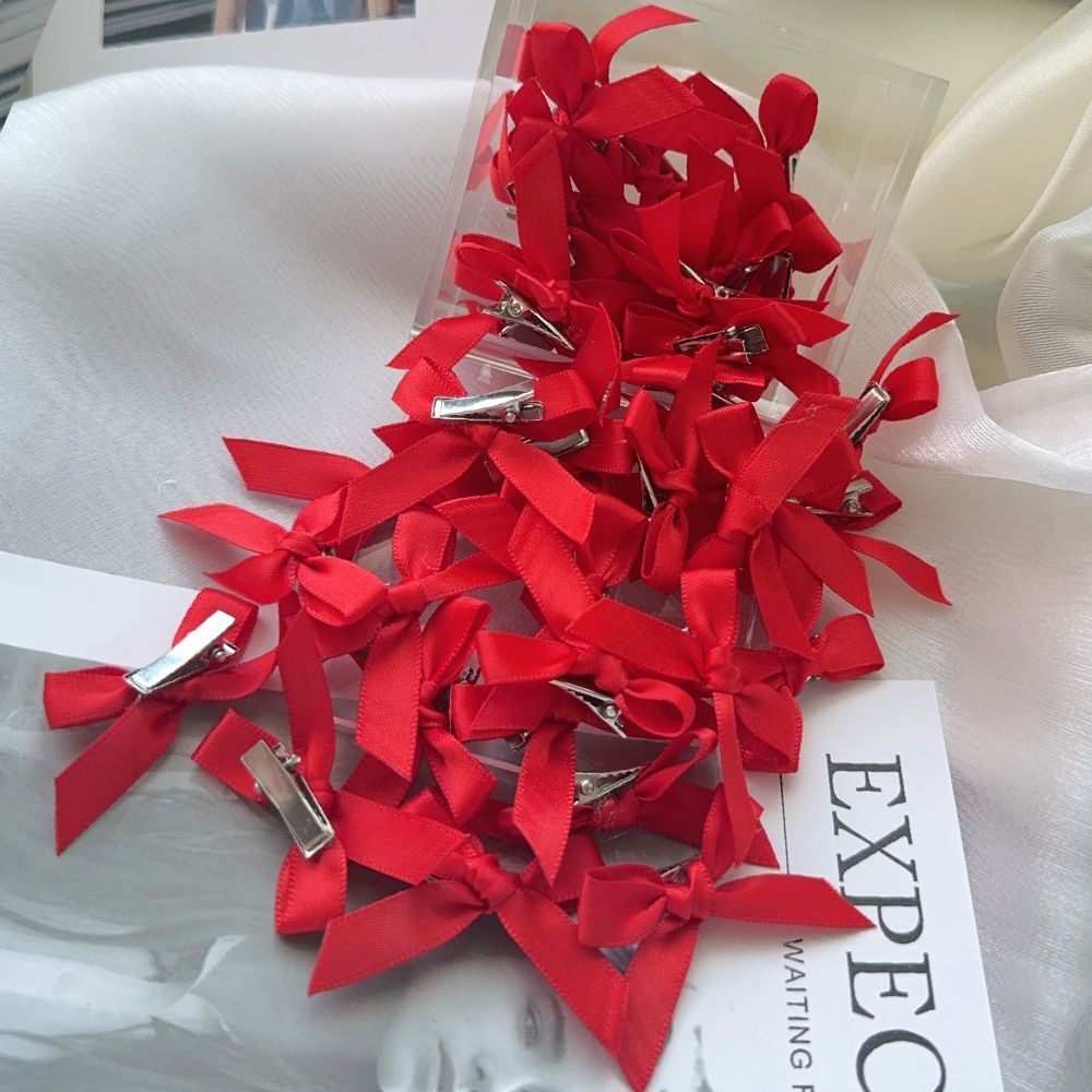 4/6/8/10 Uds. Mini lazo de Color sólido dulce para niños con pinza para el pelo, cinta estilo Ballet para niñas, accesorios para el cabello trenzados al por mayor: M / Verde