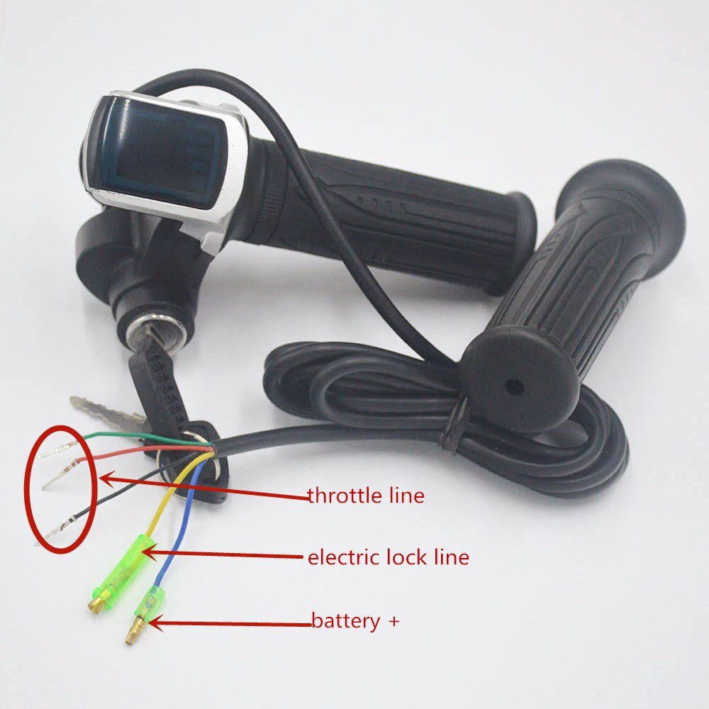 Acelerador de giro para bicicleta eléctrica, acelerador con pantalla LCD de batería y bloqueo de llave para e-bike, 24V, 36V, 48V