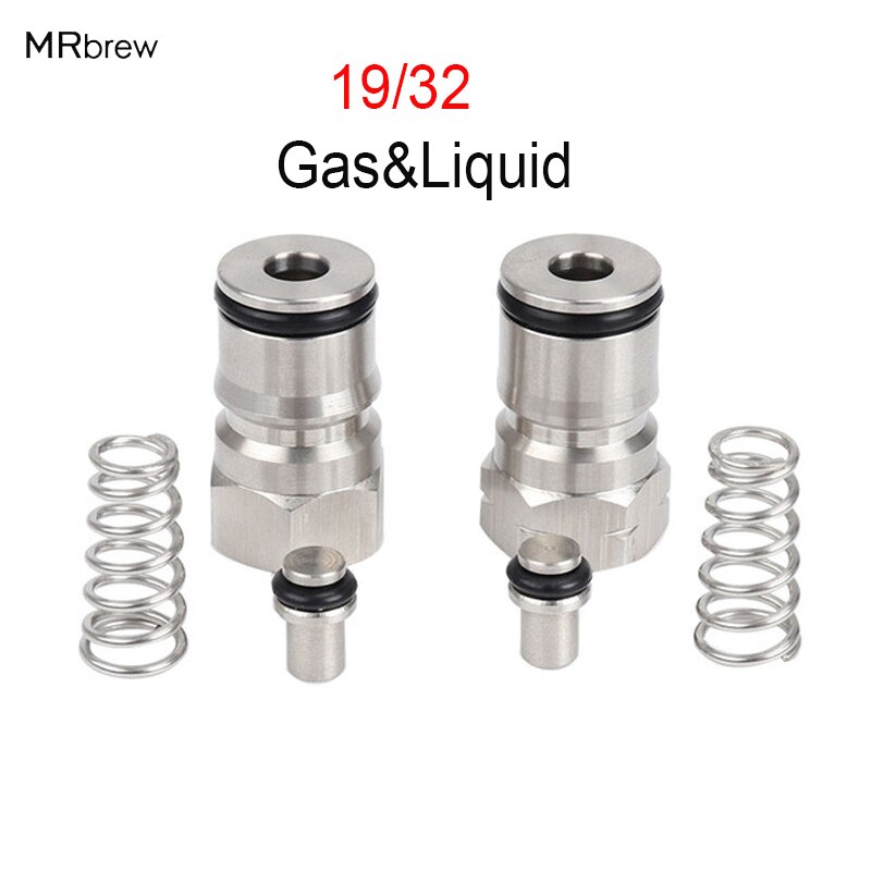 Poste de bloqueo de bola de barril tipo Cornelius, 19/32 "-18 & 9/16"-18 & Poppet hilo femenino, herramientas de acero inoxidable para Gas y líquido, accesorios de cerveza artesanal: 19SET
