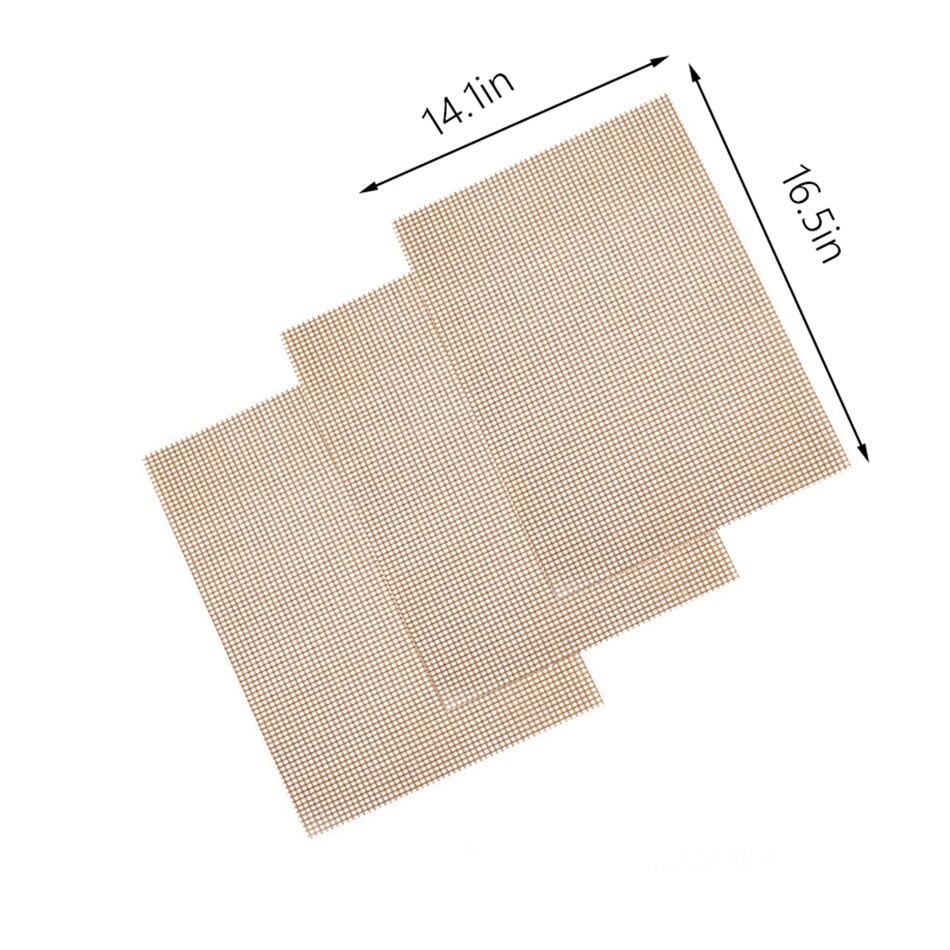 3 pcs BBQ Grill Mesh Mat Non-Stick Cooking Grilling Sheet Liner Fish Vegetable Smoker Grill Mats Barbecue Supplies Tools: Beige