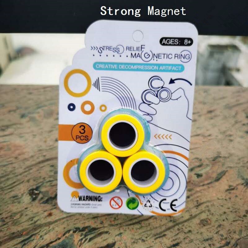Antistress fingrar magnetiska ringar för vuxna barn lindrar ångest stark magnetisk kontorsdekompression leksak fingerspel