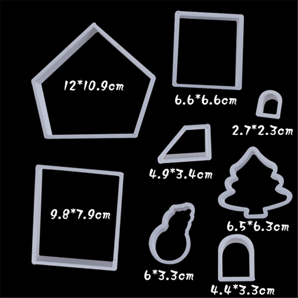 Plastic Cookie Cutter Set 3D Christmas Gingerbread House Mould DIY Biscuit Mold Pastry Cake Stamp Baking Tools Accessories