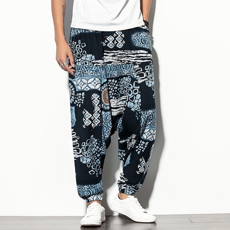 Pantalon sarouel de Style chinois pour homme, Streetwear, Vintage, décontracté, survêtement Hippie, japonais, Kimono, collection automne 10959: 1 / M