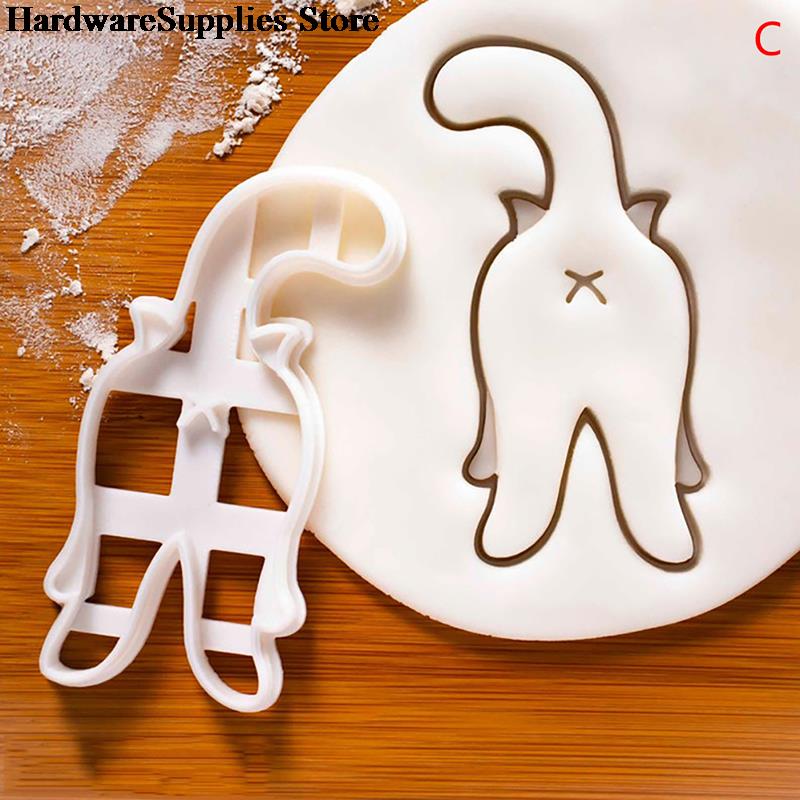 Molde para cortar galletas con forma de culo de gato, cortadores de sello de galletas hechos a mano, utensilios para hornear, suministros de cocina para fiestas