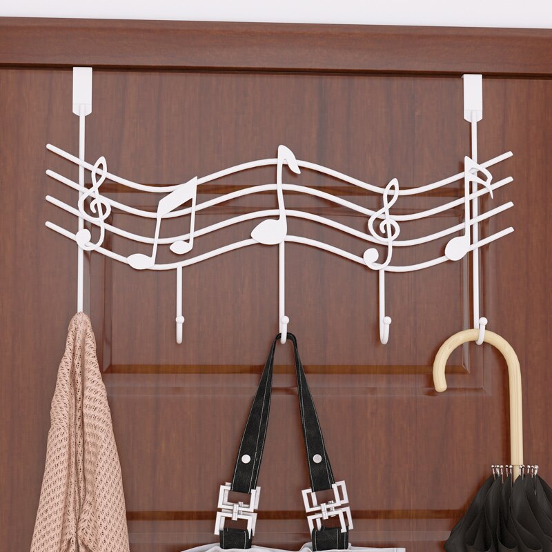 Perchero para colgar por encima de la puerta, 5 ganchos, para casa, oficina, baño, toalla, nota Musical, tienda TSH