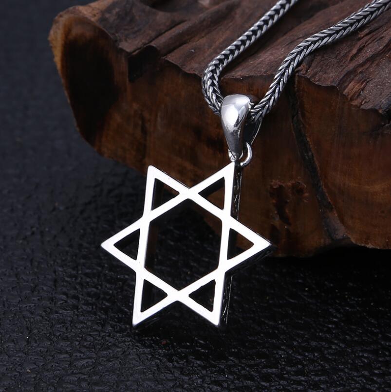 S925 Sterling Silver Hexagonal Star Pendent Men And Women Pure Silver Star Keychain Pure silver Pendant Pure