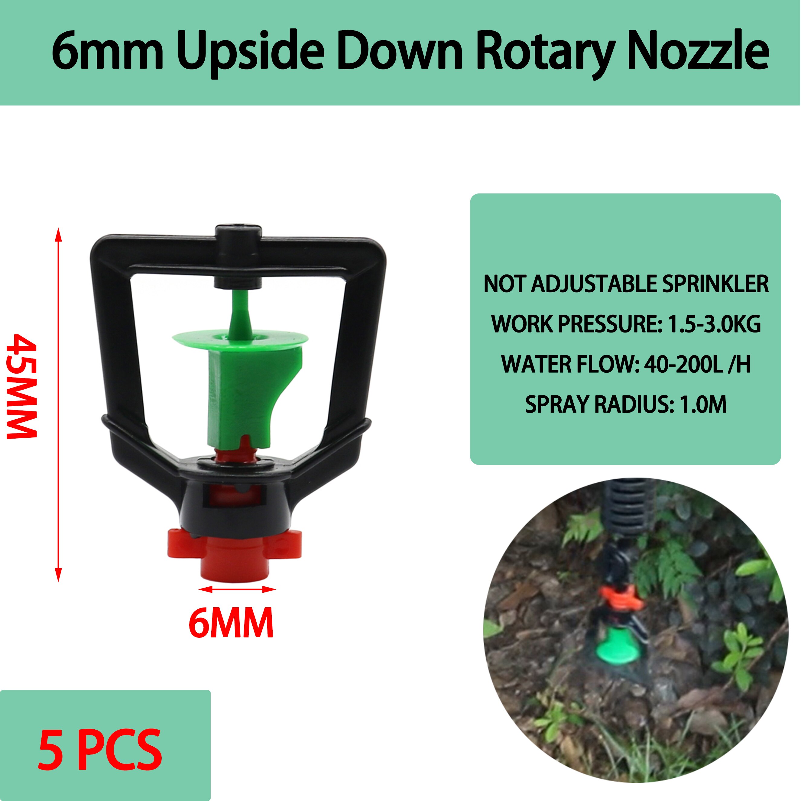6mm Rotary Sprinkler Garden 360 Degree Rotary Hanging Atomizing Nozzle Watering Anti-Drip Anti-Leak Drip Irrigation Accessories
