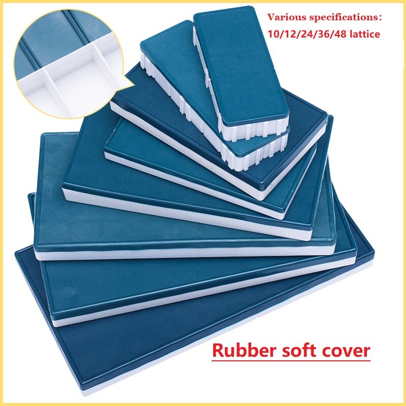12/24/36/48 Lattice Rubber Cover Pigment Palette Gouache Watercolor Acrylic Pigment Block Box