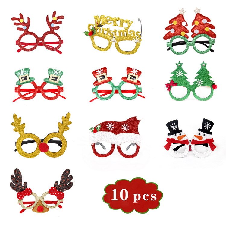 6-20 Stks/set Festival Levert Xmas Glazen Kerst Hoed Creatieve Party Kinderen Volwassen Hoofdband Kerstman Polsband: E-10 Pieces