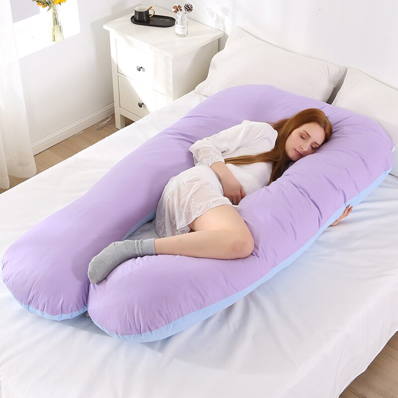 Maternidad en forma de U almohada de las mujeres embarazadas Prenatal y Postnatal cojín multifuncional protección de cintura cuerpo almohada dormir cojín
