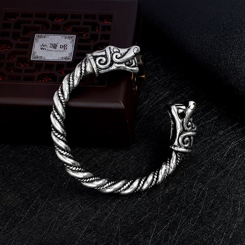 Pulseira viking aberta dragão norse, bracelete com símbolo da cor da pulseira, joias para presentes