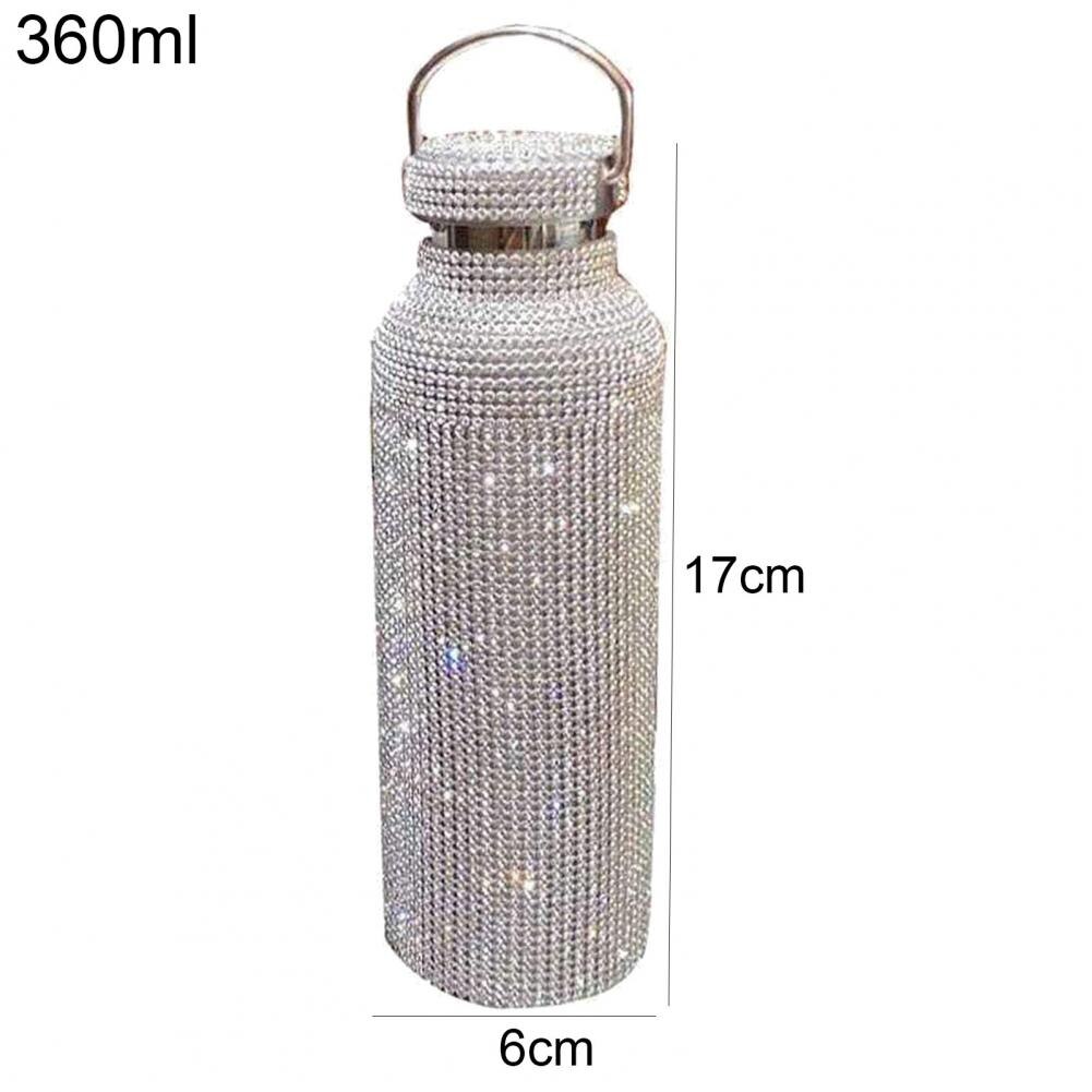 350Ml/500Ml/750Ml Rvs Thermos Strass Vacuüm Cup Fles Outdoor Fitness Sport Thermosfles drinken Waterkoker: Silver 350ml