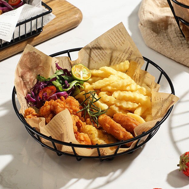 American Stainless Steel French Fries Basket Fried Chicken Snack Basket Fried Western Restaurant Snack Platter