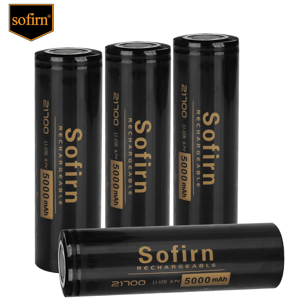Sofirn 21700 5000 mah oppladbart flatt batteri med høy effekt og utlading, 3.7v litium-ion , 21700 celler,  sm11 lommelykt, gi bort