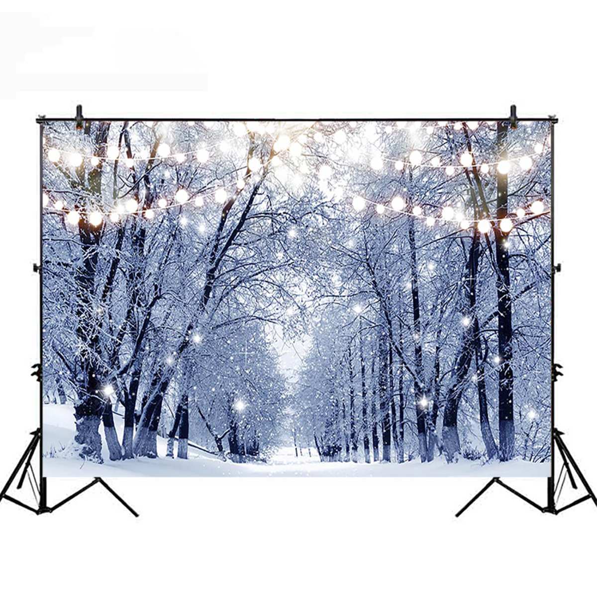 Winter Snowing Photography Background Forest Wood Wall Window Snowflake Stars Christmas Backdrop for Birthday Party Photo Studio: 210x150cm / Light blue