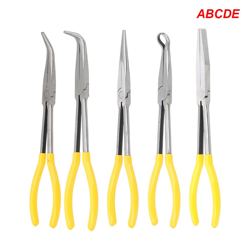 Alicates de punta Extra larga DIY, equipo mecánico de punta recta doblada, herramientas de extracción manual, Clips de llave, Kit de cuidado automático, accesorios para coche: Morado