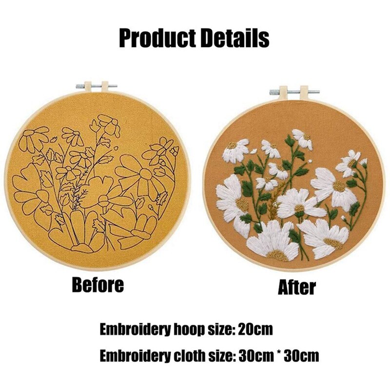 Embroidery Beginner Kit, Embroidery Starter Kit DIY Floral Silk Ribbon Embroidery Beginner Kit Little Chrysanthemum