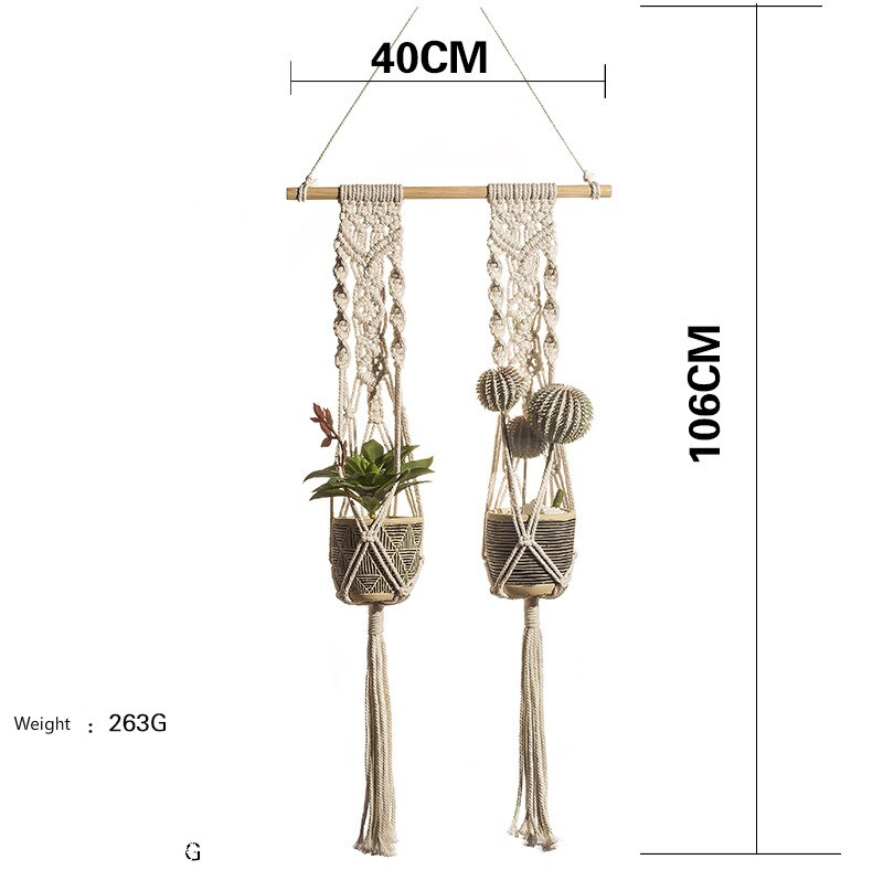 Tapiz de plantas de macramé bohemio, decoración de pared para sala de colgar, decoración de pared colgante, decoración de granja, cuerda de pared, tapices de plantas