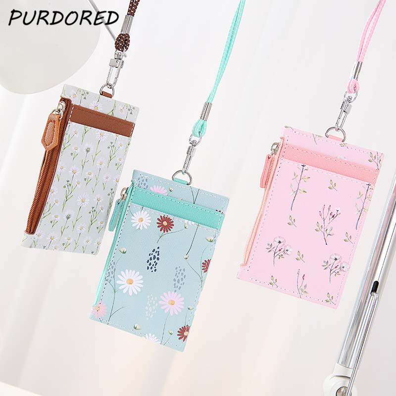 Purdored 1 Pc Leuke Bloemen Kaarthouder Vrouwen Bloemen Genoemd Card Case Identiteit Badge Met Lanyard Id Ic Kaarthouder met Sleutelhanger